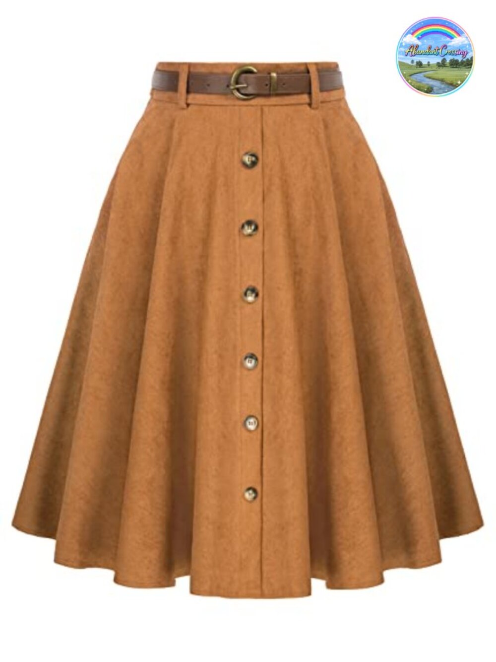 Belle Poque Women's Knee Length Corduroy Skirt Vintage Stretch High Waist